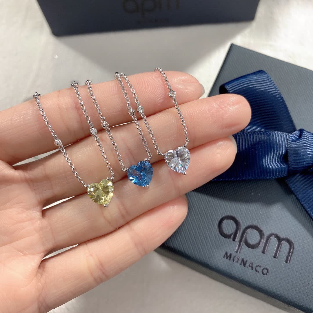 APM Monaco Heart-Shaped Blue Topaz Necklace